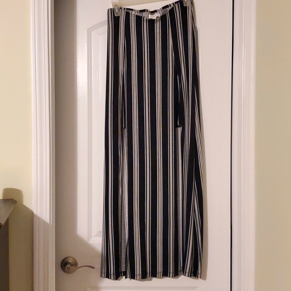 Black and white striped Candies maxi skirt